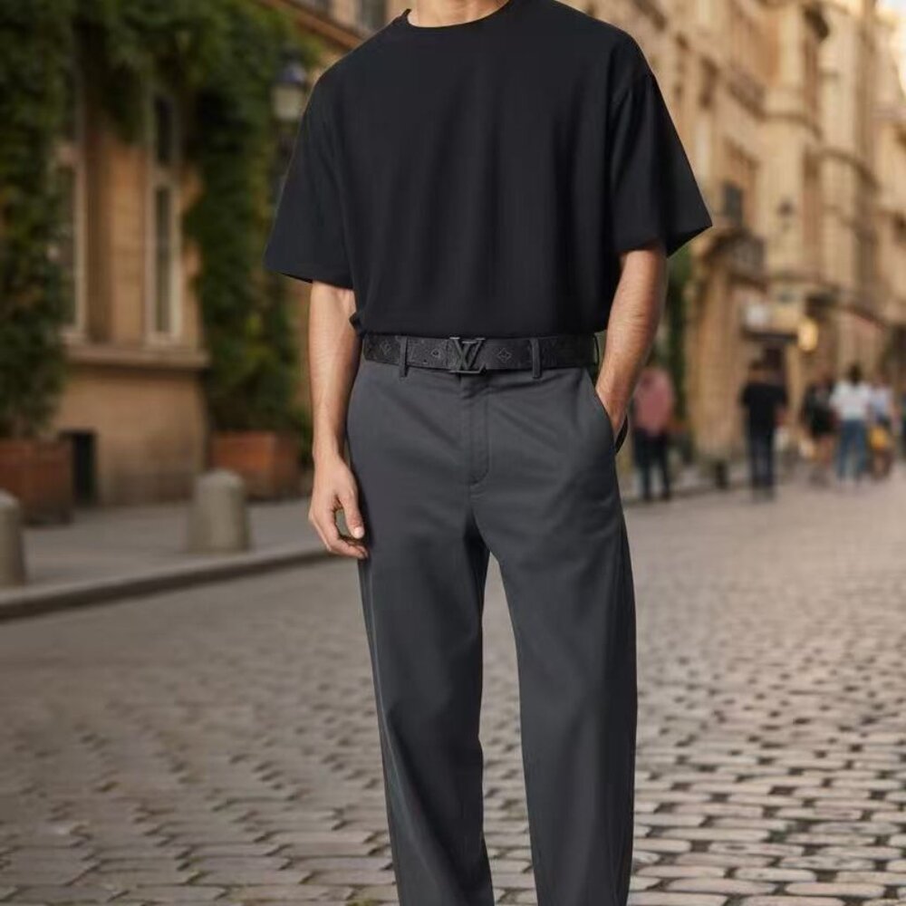 LV Belts 95cm fit for 30-34 Black Logo - Picture 5 of 5